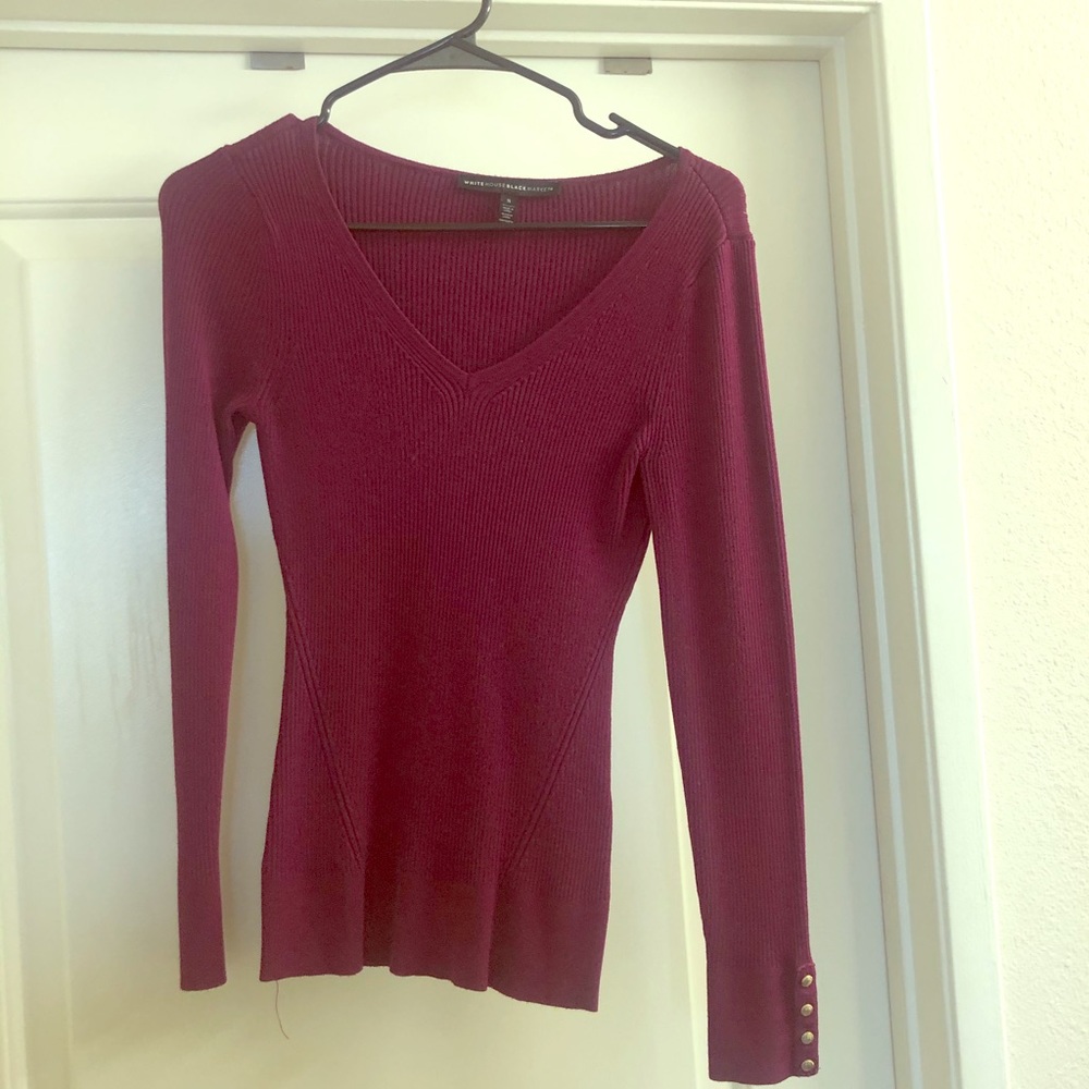 Deep Purple/ Plum WHBM Sweater w/gold buttons